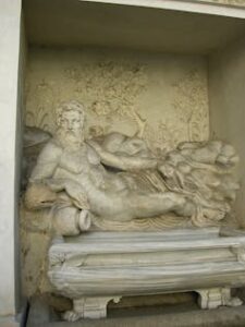 Fuente alegórica del río Tíber en el Ninfeo de Villa Giulia en Roma.